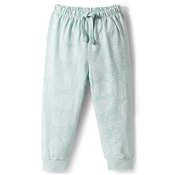 Babyhug Single Jersey Knit Full Length  Pineapple Printed Lounge Pant - Light Blue