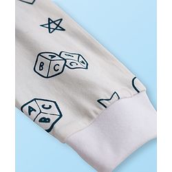 Babyhug Single Jersey Knit Full Length Lounge Pant with Alphabet Print - White