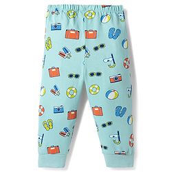 Babyhug Single Jersey Knit Full Length Lounge Pant with Camera Print - Light Blue