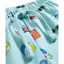 Babyhug Single Jersey Knit Full Length Lounge Pant with Camera Print - Light Blue