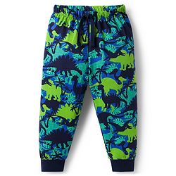 Babyhug Single Jersey Knit Full Length Lounge Pant With Dino Print - Multicolor