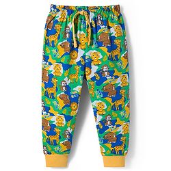 Babyhug Single Jersey Knit Full Length Lounge Pant with Animal Print - Multicolor