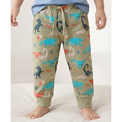 Babyhug Single Jersey Knit Full Length Lounge Pant With Dino Print - Multicolor