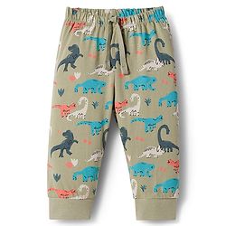 Babyhug Single Jersey Knit Full Length Lounge Pant With Dino Print - Multicolor