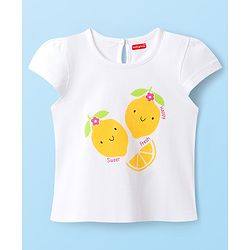 Babyhug Half Cap Sleeves T-Shirts with Tropical Theme & Polka Dot Print Pack of 3 - White Navy Blue & Pink