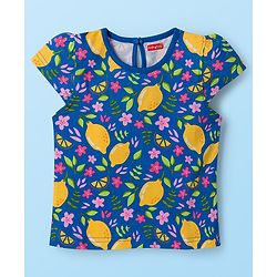 Babyhug Half Cap Sleeves T-Shirts with Tropical Theme & Polka Dot Print Pack of 3 - White Navy Blue & Pink