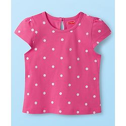 Babyhug Half Cap Sleeves T-Shirts with Tropical Theme & Polka Dot Print Pack of 3 - White Navy Blue & Pink