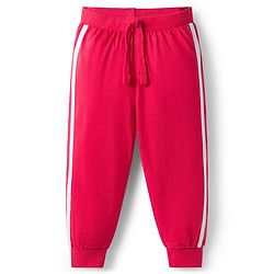 Babyhug Single Jersey Knit Full Length Lounge Pants with City Print Pack of 2 - Red & Light Blue