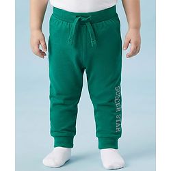 Babyhug Single Jersey Knit Full Length Solid Lounge Pants with Text Print Pack of 3 - Green Red & Grey