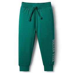 Babyhug Single Jersey Knit Full Length Solid Lounge Pants with Text Print Pack of 3 - Green Red & Grey
