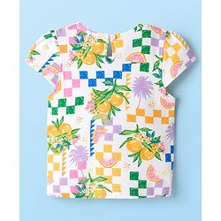 Babyhug Cotton Knit Half Cap Sleeves T-Shirt with Tropical Theme Print - Multicolor