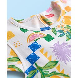 Babyhug Cotton Knit Half Cap Sleeves T-Shirt with Tropical Theme Print - Multicolor