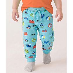 Babyhug Single Jersey Knit Full Length Lounge Pant with Stripes & Prints Pack of 3 - Multicolor