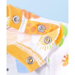 Babyhug Cotton Knit Full Sleeves Jungle Theme Animal Printed T-Shirt & Pyjama Co- Ord Night Suit - White