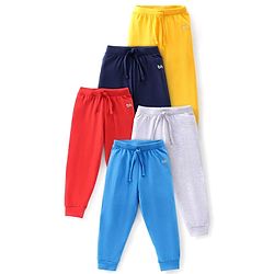 Babyhug Single Jersey Knit Full Length Solid Colour Lounge Pant Pack Of 5 - Multicolour