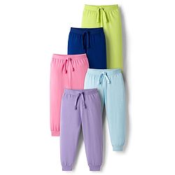 Babyhug Single Jersey Knit Full Length Solid Color Lounge Pants Pack of 5 -Multicolor