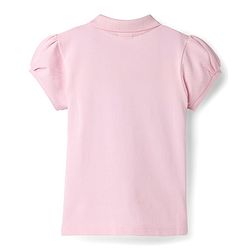 Babyhug Cotton Knit Half Puffed Sleeves Polo T-Shirt with Heart Print - Pink