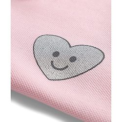 Babyhug Cotton Knit Half Puffed Sleeves Polo T-Shirt with Heart Print - Pink