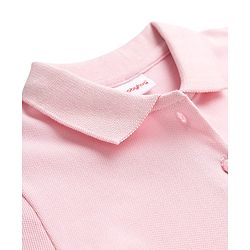 Babyhug Cotton Knit Half Puffed Sleeves Polo T-Shirt with Heart Print - Pink