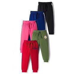 Babyhug Single Jersey Knit Full Length Lounge Pant With Floral Print Pack Of 5 - Multicolour