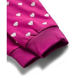 Babyhug Single Jersey Knit Full Length Lounge Pant With Heart Print - Dark Pink
