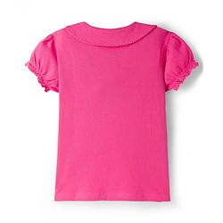 Babyhug Cotton Knit Half Puffed Sleeves Polo T-Shirt with Heart Print - Pink