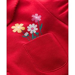 Babyhug Cotton Knit Half Puffed Sleeves Polo T-Shirt with Floral Print - Red