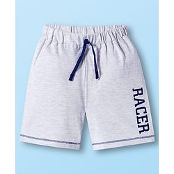 Babyhug Single Jersey Knit Mid Thigh Shorts With Text Print - Grey