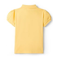 Babyhug Cotton Knit Half Puffed Sleeves Polo T-Shirt with Butterfly Print - Yellow