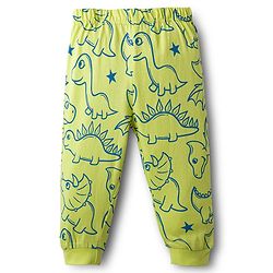 Babyhug Cotton Knit Full Sleeves Co-ords T-Shirts & Pajama Night Suit with Dino Print - Yellow