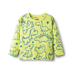 Babyhug Cotton Knit Full Sleeves Co-ords T-Shirts & Pajama Night Suit with Dino Print - Yellow