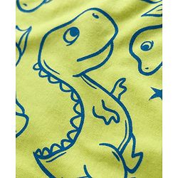 Babyhug Cotton Knit Full Sleeves Co-ords T-Shirts & Pajama Night Suit with Dino Print - Yellow