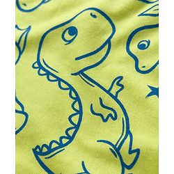 Babyhug Cotton Knit Full Sleeves Co-ords T-Shirts & Pajama Night Suit with Dino Print - Yellow