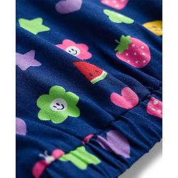 Babyhug Cotton Knit Half Sleeves Cropped T-Shirt With Fruit & Floral Print - Navy Blue
