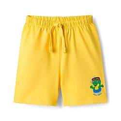 Babyhug Single Jersey Knit Mid Thigh Shorts With Crocodile Print Pack of 2 - Yellow & Light Blue