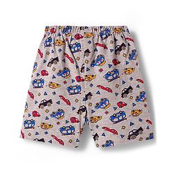 Babyhug Single Jersey Knit Shorts With Vehicle Print Pack Of 2 - Red & Grey