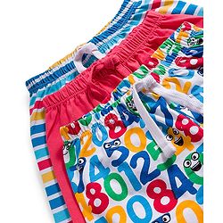 Babyhug Single Jersey Knit Mid Thigh Striped & Number Printed Shorts Pack of 3 - Multicolor