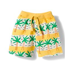 Babyhug Single Jersey Knit Mid Thigh Length Striped Shorts with Beach Theme Print Pack of 3 - Multicolor