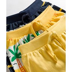 Babyhug Single Jersey Knit Mid Thigh Length Striped Shorts with Beach Theme Print Pack of 3 - Multicolor