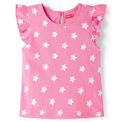 Babyhug Cotton Knit Frill Sleeves T-Shirts With Unicorn & Star Print Pack of 3 - Purple Pink & Yellow