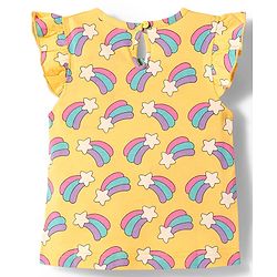 Babyhug Cotton Knit Frill Sleeves T-Shirts With Unicorn & Star Print Pack of 3 - Purple Pink & Yellow