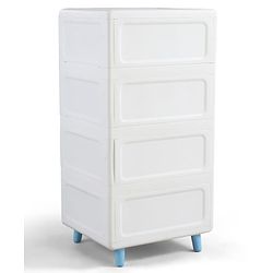 Babyhug 4-Layer Kids Storage Cabinet Teddy Face Knobs High-Density Plastic Spacious Drawers Sturdy Anti-Slip Base| Easy Assembly Multi-utility Toy, Book & Clothes Organizer Child Safe  Blue