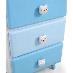 Babyhug 4-Layer Kids Storage Cabinet Teddy Face Knobs High-Density Plastic Spacious Drawers Sturdy Anti-Slip Base| Easy Assembly Multi-utility Toy, Book & Clothes Organizer Child Safe  Blue