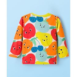 Babyhug Cotton Knit Full Sleeves T-Shirt & Pyjama Co-ord Night Suit With Fruit Print - Multicolor