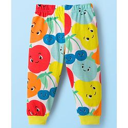 Babyhug Cotton Knit Full Sleeves T-Shirt & Pyjama Co-ord Night Suit With Fruit Print - Multicolor