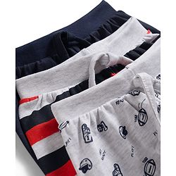Babyhug Single Jersey Knit Mid Thigh Striped & Sports Theme Printed Shorts Pack Of 3 - Multicolour