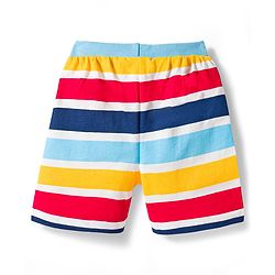Babyhug Single Jersey Knit Mid Thigh Length Striped Shark & Crocodile Printed Shorts Pack of 3 - Yellow Navy Blue & Red
