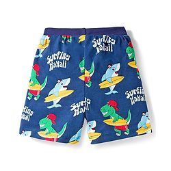 Babyhug Single Jersey Knit Mid Thigh Length Striped Shark & Crocodile Printed Shorts Pack of 3 - Yellow Navy Blue & Red