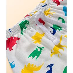 Babyhug Single Jersey Knit Mid Thigh Striped & Dino Printed Shorts Pack Of 3 - Multicolour