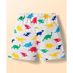 Babyhug Single Jersey Knit Mid Thigh Striped & Dino Printed Shorts Pack Of 3 - Multicolour